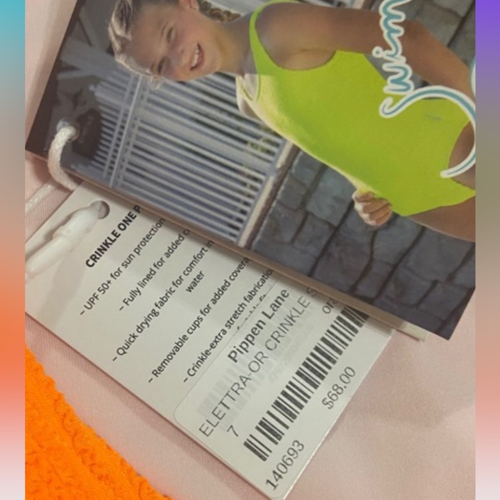 New Girl’s Size 7 One Piece Swimsuit - Picture 3 of 3